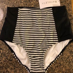 High waisted, striped bikini bottoms